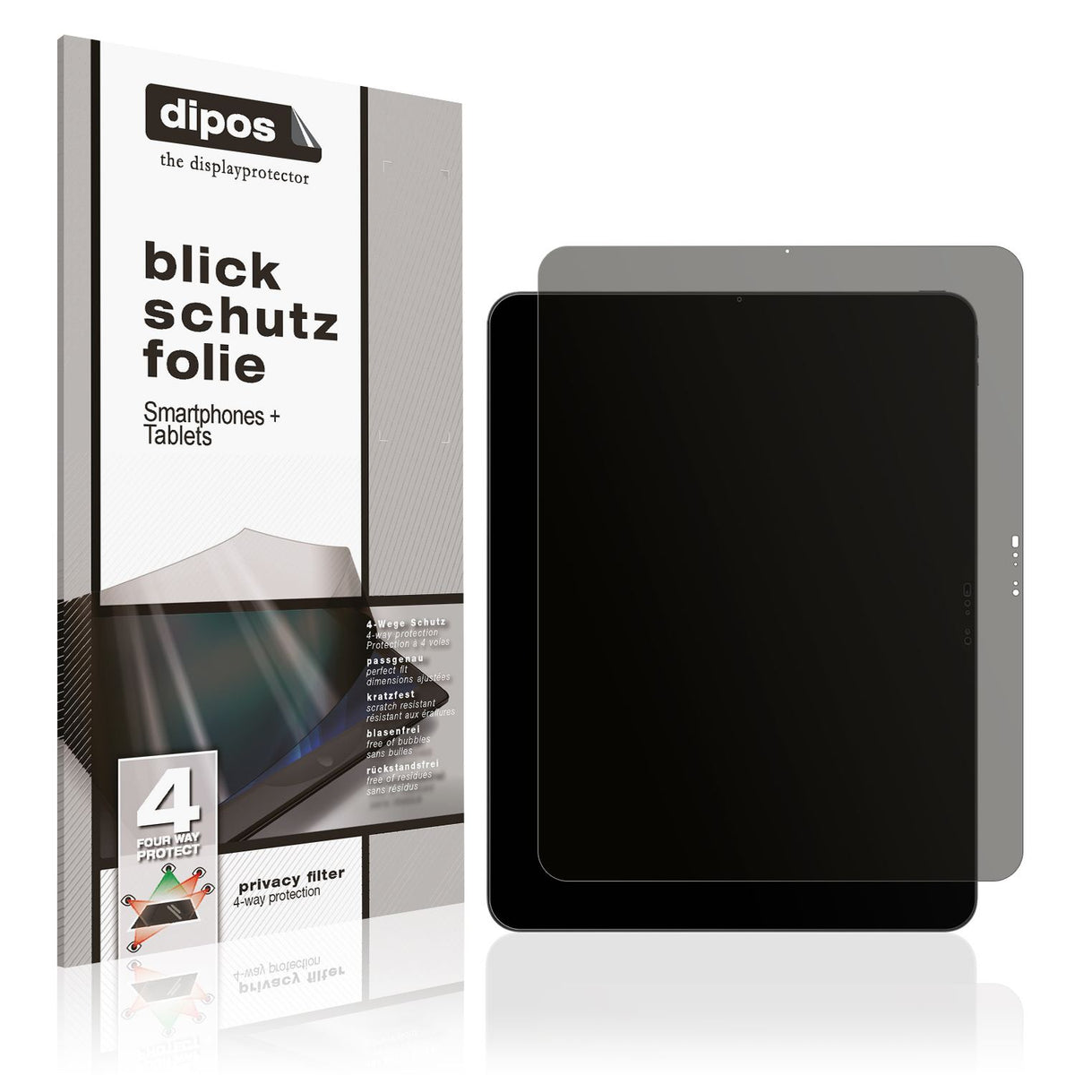 Blickschutzfolie von dipos passend für Apple iPad Pro M5 13 Zoll, präziser Zuschnitt und blasenfrei montiert