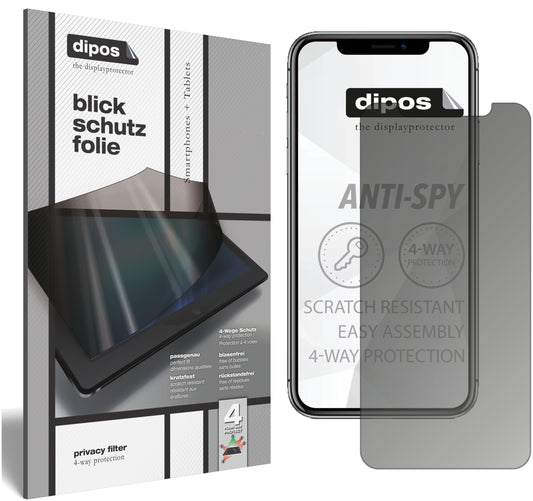 Blickschutzfolie von dipos passend für Apple iPhone 11 Pro Max, präziser Zuschnitt und blasenfrei montiert