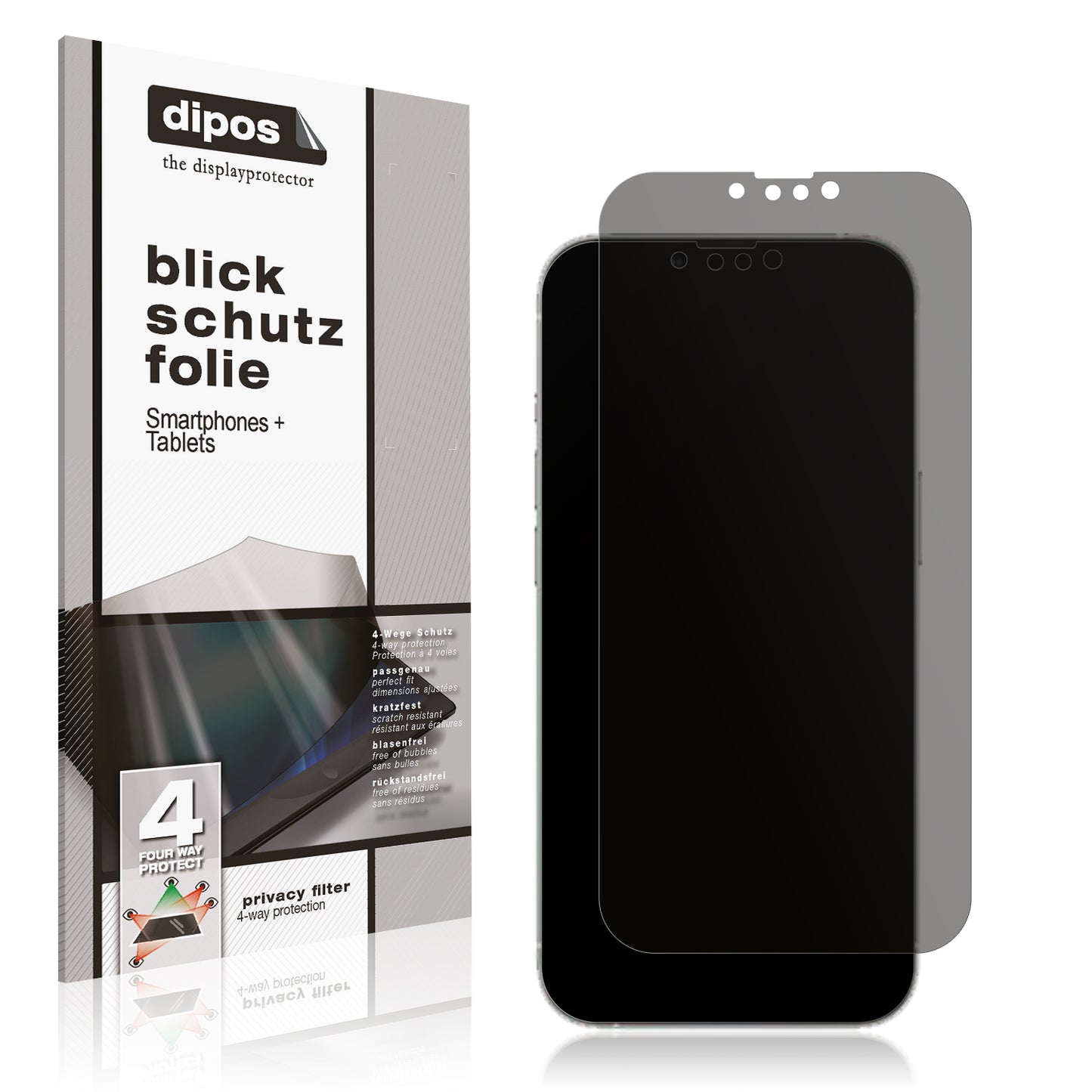 Blickschutzfolie von dipos passend für Apple iPhone 14 Plus, präziser Zuschnitt und blasenfrei montiert