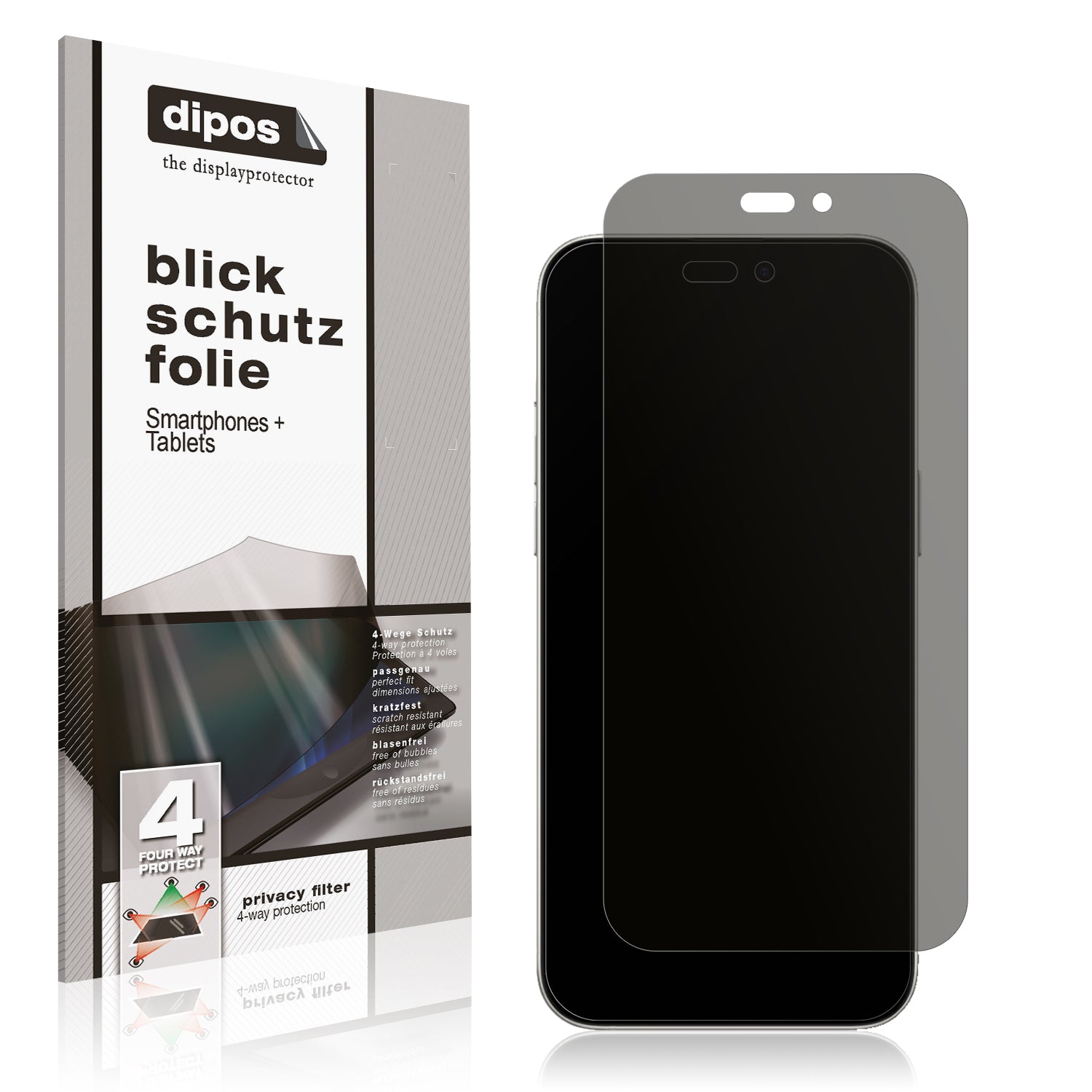 Blickschutzfolie von dipos passend für Apple iPhone 16 Plus, präziser Zuschnitt und blasenfrei montiert