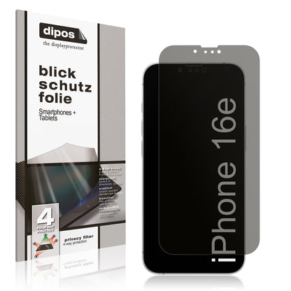 Blickschutzfolie von dipos passend für Apple iPhone 16e, präziser Zuschnitt und blasenfrei montiert