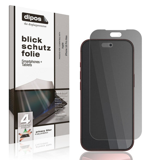 Blickschutzfolie von dipos passend für Apple iPhone 18 Pro Max, präziser Zuschnitt und blasenfrei montiert