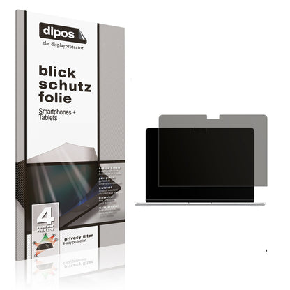 Blickschutzfolie von dipos passend für Apple MacBook Air 13 Zoll M4 2025, präziser Zuschnitt und blasenfrei montiert