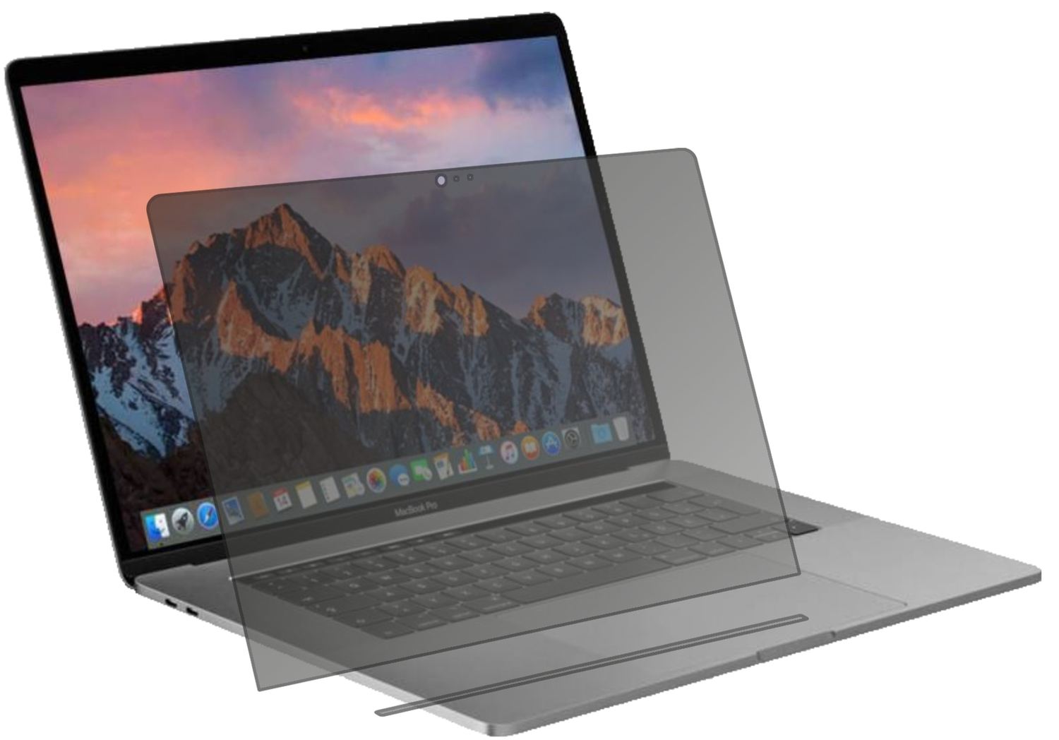 Blickschutzfolie von dipos passend für Apple MacBook Pro 15 Zoll (2019) Touchbar, präziser Zuschnitt und blasenfrei montiert