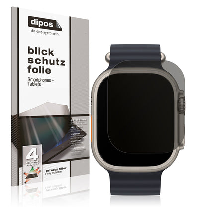 Blickschutzfolie von dipos passend für Apple Watch Ultra, präziser Zuschnitt und blasenfrei montiert
