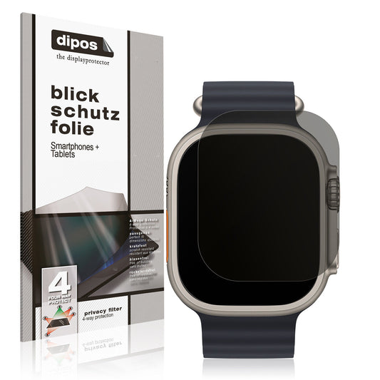 Blickschutzfolie von dipos passend für Apple Watch Ultra, präziser Zuschnitt und blasenfrei montiert