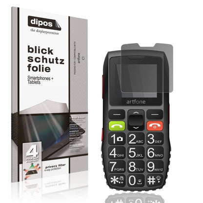 Blickschutzfolie von dipos passend für artfone C1, präziser Zuschnitt und blasenfrei montiert