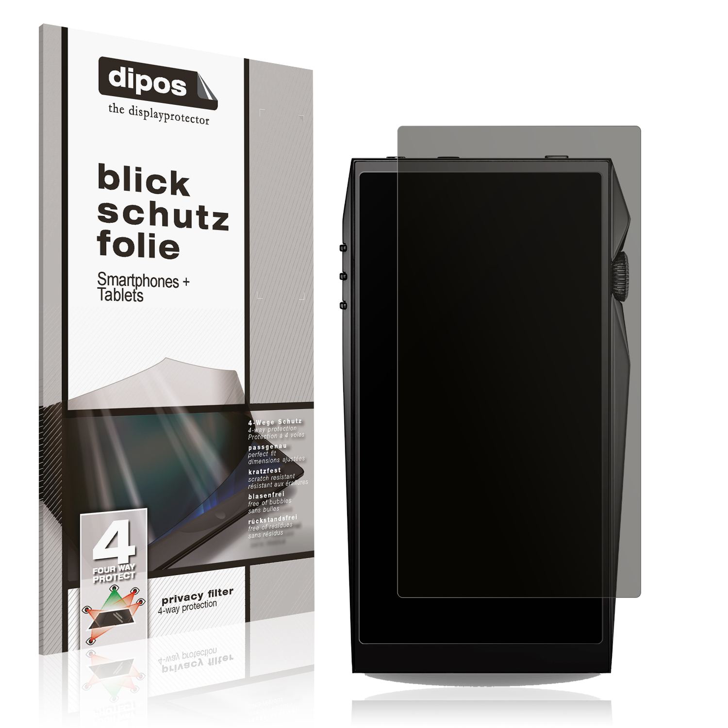 Blickschutzfolie von dipos passend für Astell Kern SP4000, präziser Zuschnitt und blasenfrei montiert