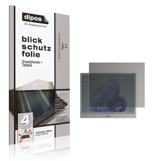 Blickschutzfolie von dipos passend für Bigme B13, präziser Zuschnitt und blasenfrei montiert