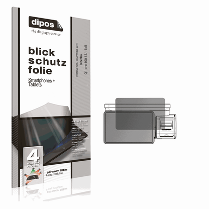 Blickschutzfolie von dipos passend für Bizerba Q1 pro 100 12.1 Zoll, präziser Zuschnitt und blasenfrei montiert