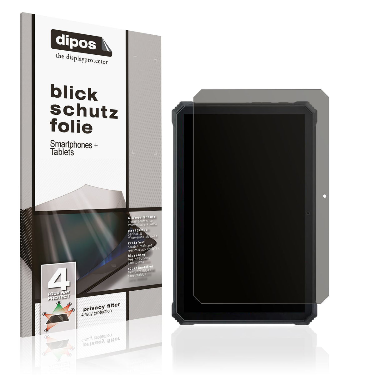 Blickschutzfolie von dipos passend für Blackview Active 8 Pro Outdoor, präziser Zuschnitt und blasenfrei montiert