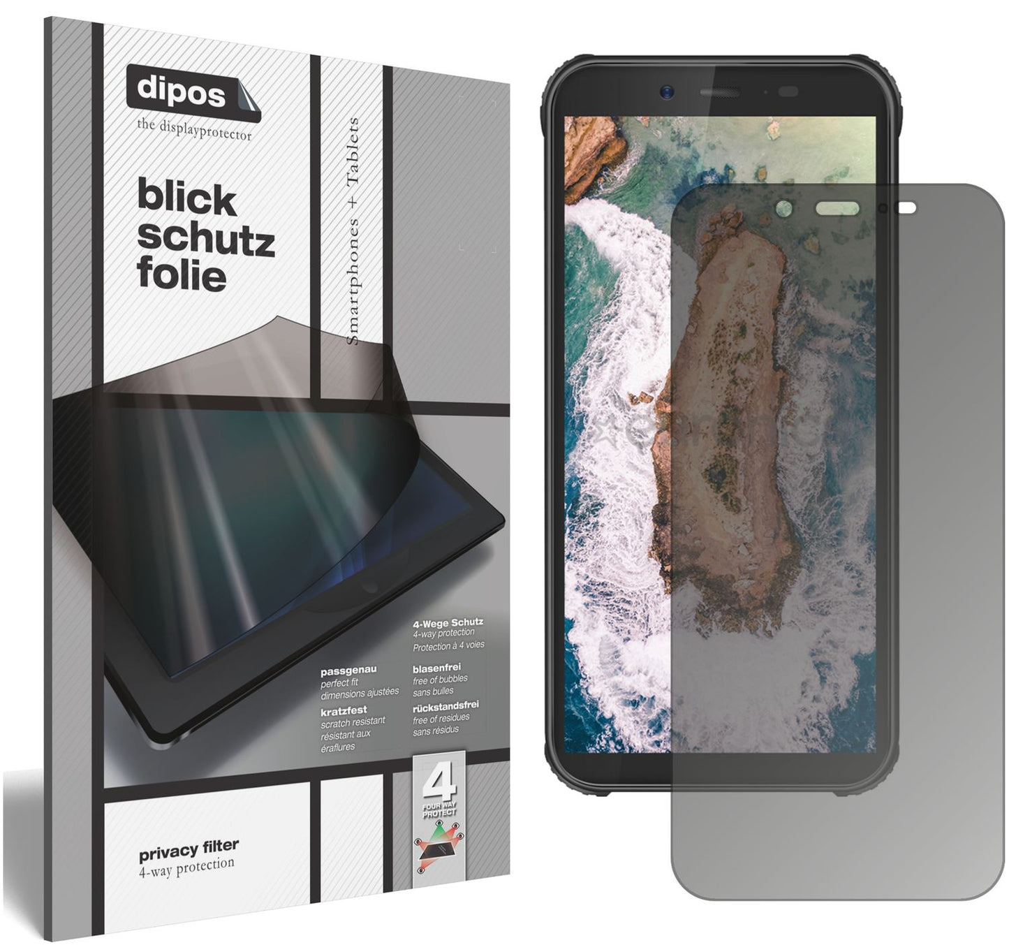 Blickschutzfolie von dipos passend für Blackview BV5500 Pro, präziser Zuschnitt und blasenfrei montiert
