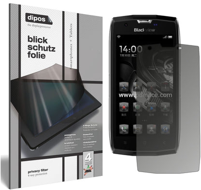 Blickschutzfolie von dipos passend für Blackview BV7000 Pro, präziser Zuschnitt und blasenfrei montiert
