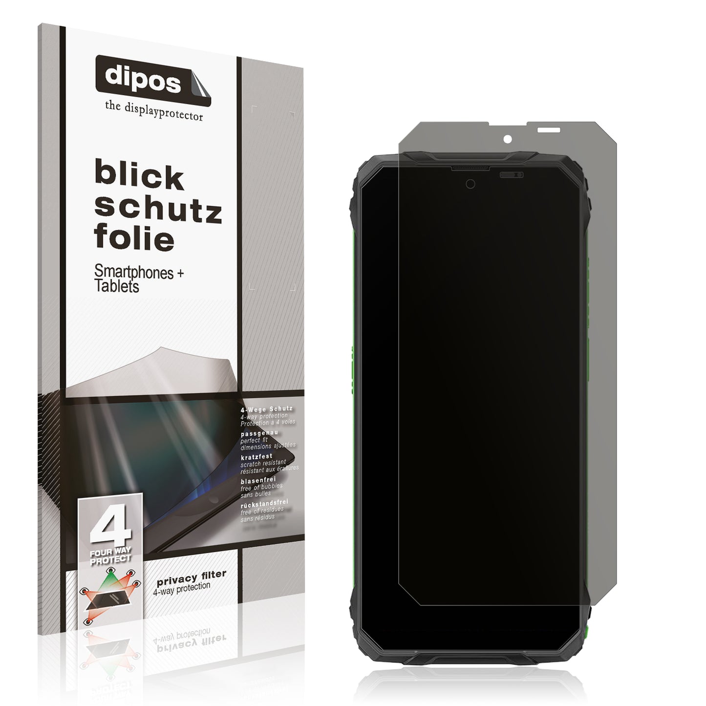 Blickschutzfolie von dipos passend für Blackview Fort 1, präziser Zuschnitt und blasenfrei montiert