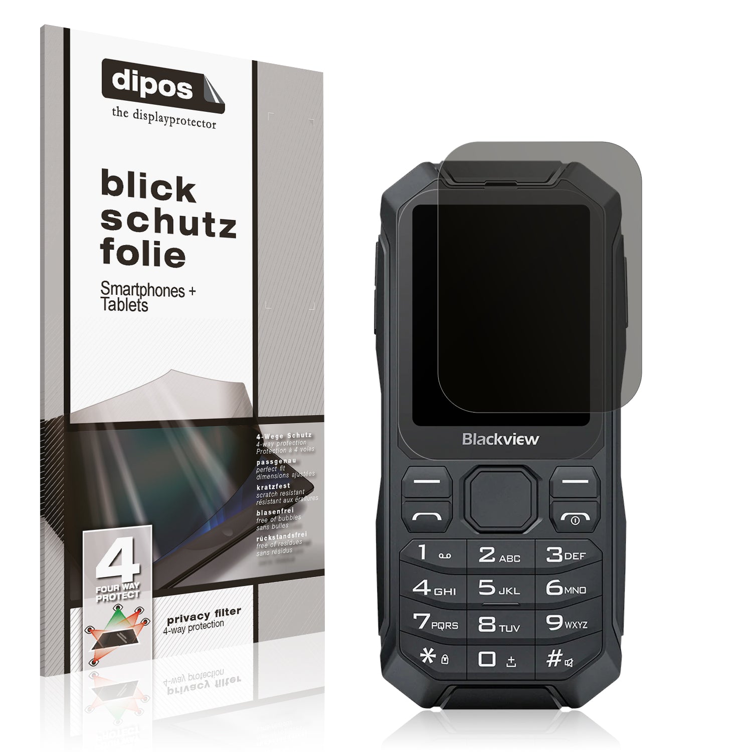 Blickschutzfolie von dipos passend für Blackview N1000, präziser Zuschnitt und blasenfrei montiert