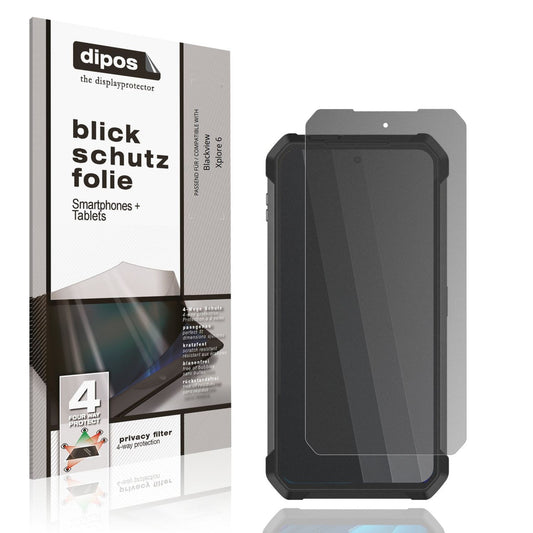 Blickschutzfolie von dipos passend für Blackview Xplore 6, präziser Zuschnitt und blasenfrei montiert