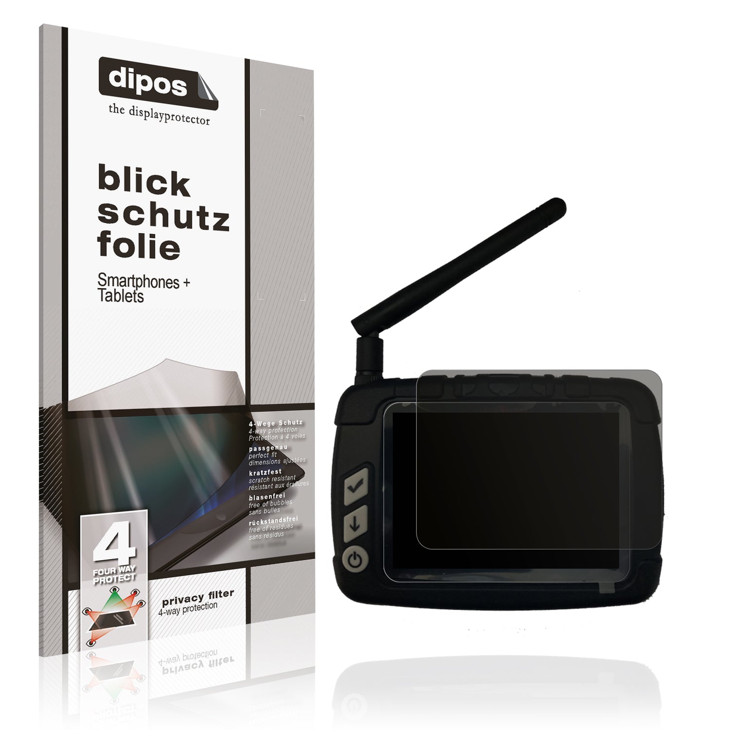 Blickschutzfolie von dipos passend für Boatman Plus Fishfinder, präziser Zuschnitt und blasenfrei montiert