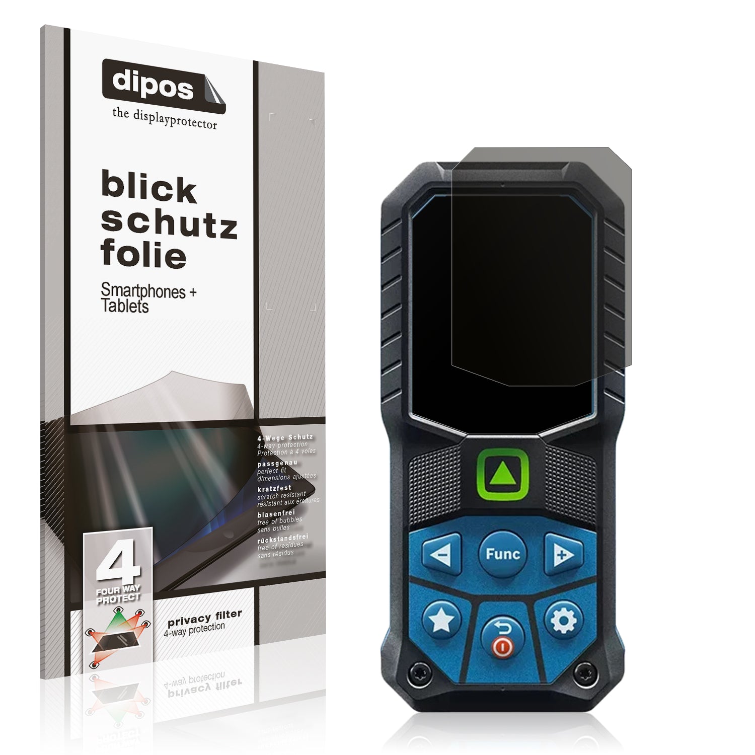 Blickschutzfolie von dipos passend für Bosch Professional Laser GLM 50-23, präziser Zuschnitt und blasenfrei montiert