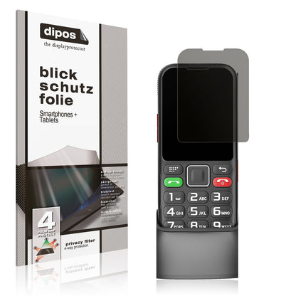 Blickschutzfolie von dipos passend für Brisum F22 Seniorenhandy, präziser Zuschnitt und blasenfrei montiert