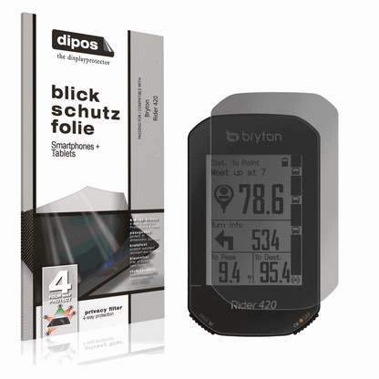 Blickschutzfolie von dipos passend für Bryton Rider 420, präziser Zuschnitt und blasenfrei montiert