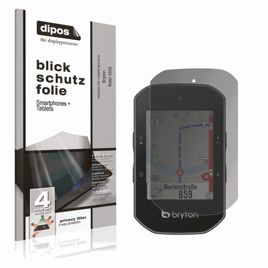 Blickschutzfolie von dipos passend für Bryton Rider S500, präziser Zuschnitt und blasenfrei montiert
