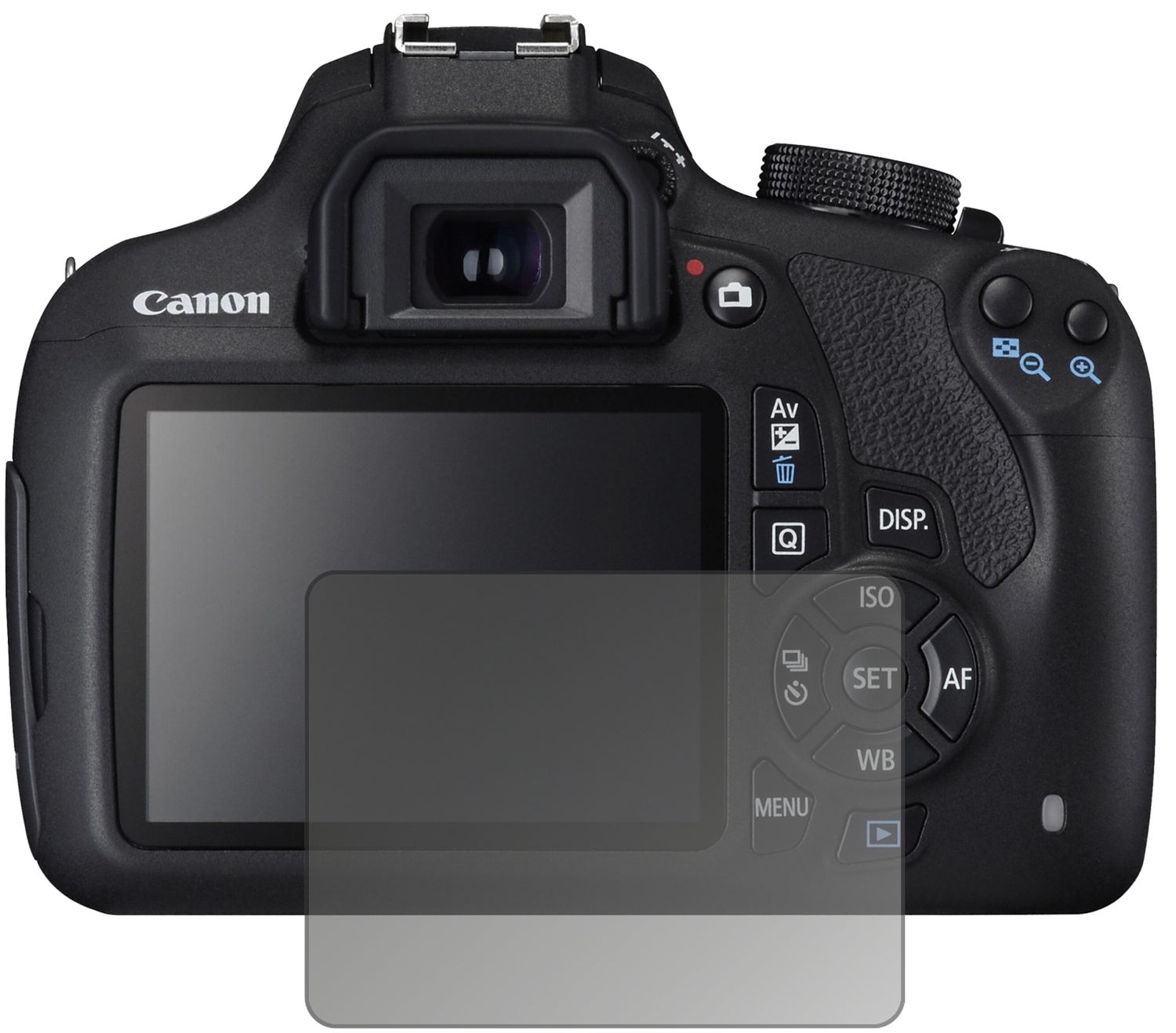 Blickschutzfolie von dipos passend für Canon EOS 1200D, präziser Zuschnitt und blasenfrei montiert