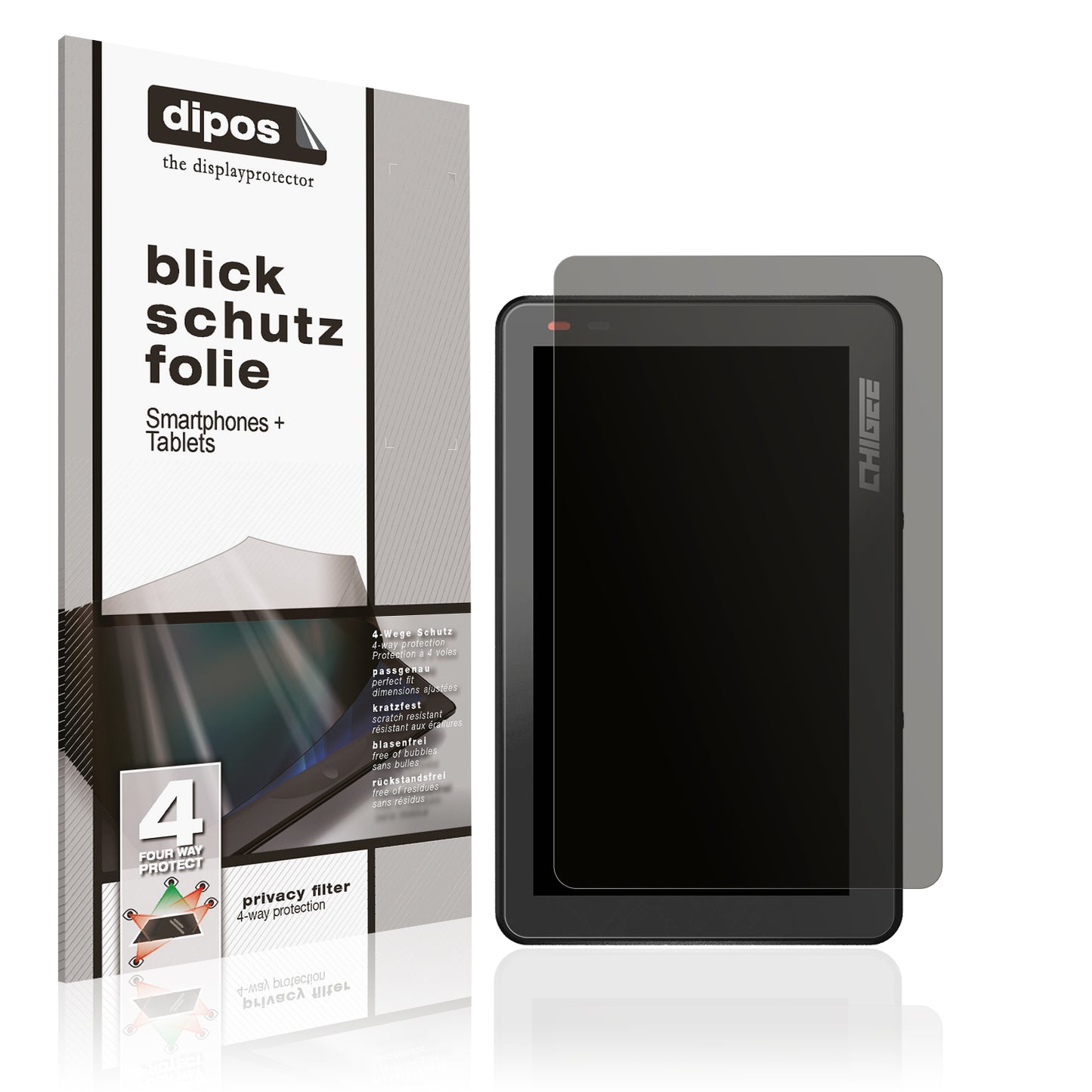 Blickschutzfolie von dipos passend für Chigee XR-3, präziser Zuschnitt und blasenfrei montiert