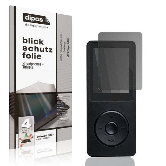 Blickschutzfolie von dipos passend für Coalwop MP3 Player 64GB, präziser Zuschnitt und blasenfrei montiert