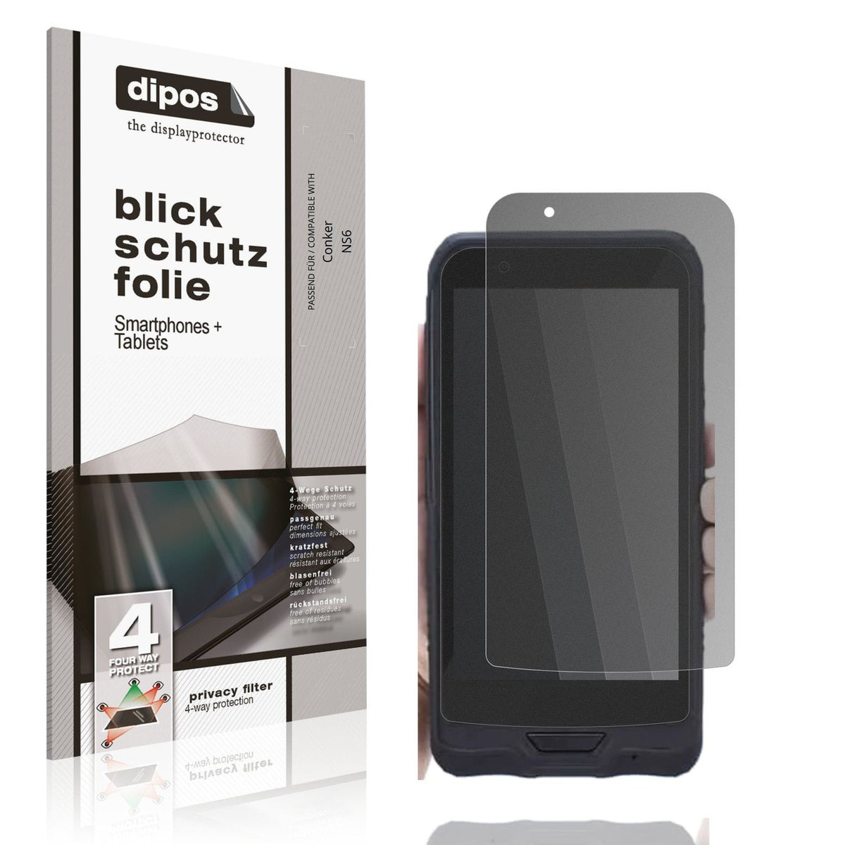 Blickschutzfolie von dipos passend für Conker NS6, präziser Zuschnitt und blasenfrei montiert