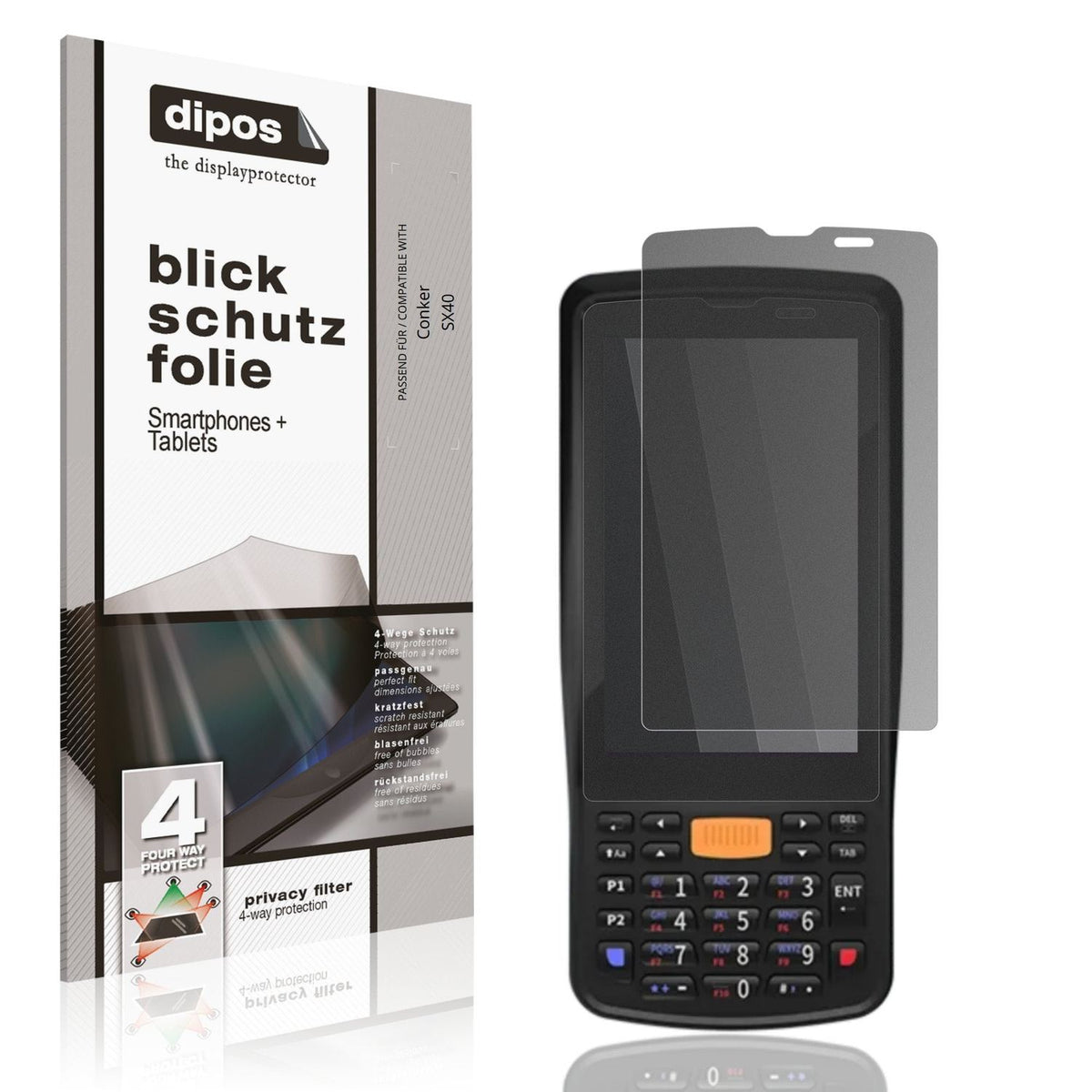 Blickschutzfolie von dipos passend für Conker SX40, präziser Zuschnitt und blasenfrei montiert