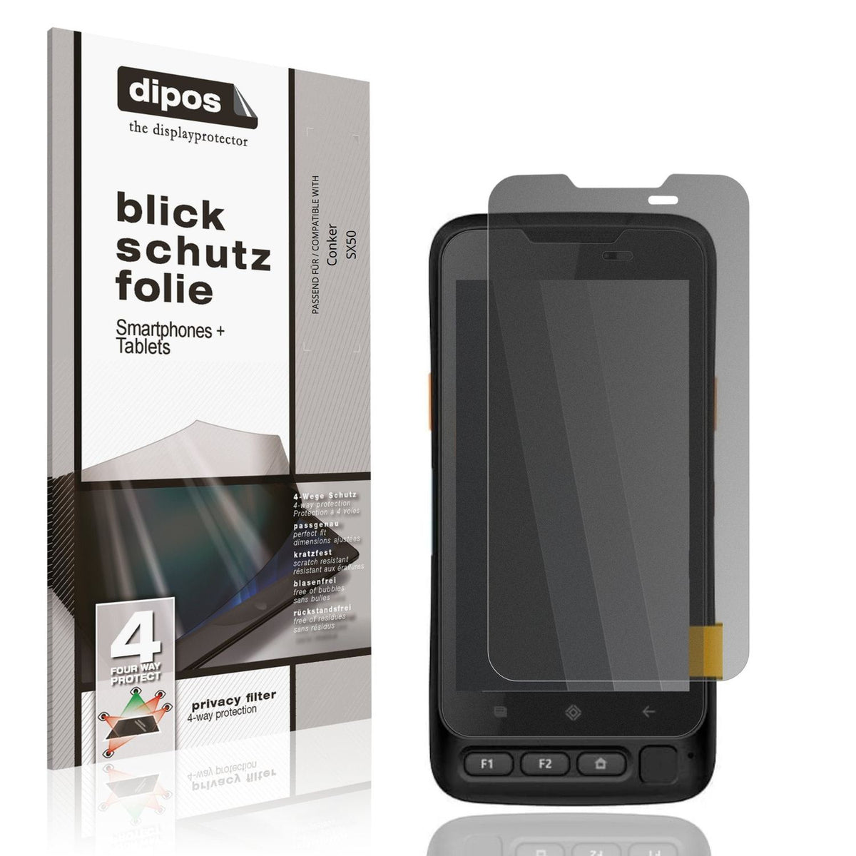 Blickschutzfolie von dipos passend für Conker SX50, präziser Zuschnitt und blasenfrei montiert