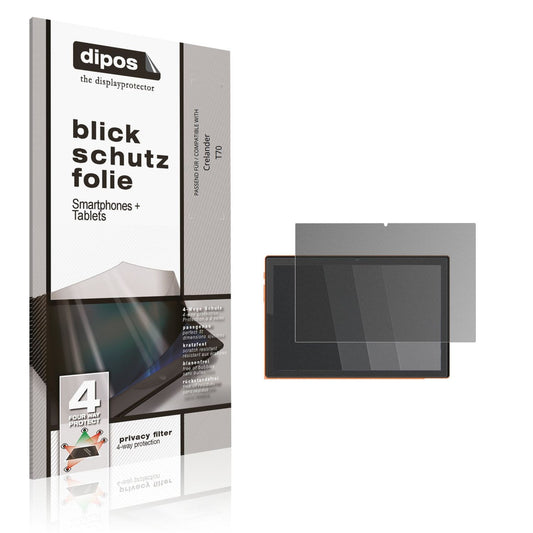 Blickschutzfolie von dipos passend für Crelander T70, präziser Zuschnitt und blasenfrei montiert
