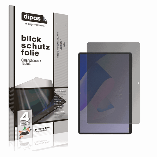 Blickschutzfolie von dipos passend für Crelander W30, präziser Zuschnitt und blasenfrei montiert