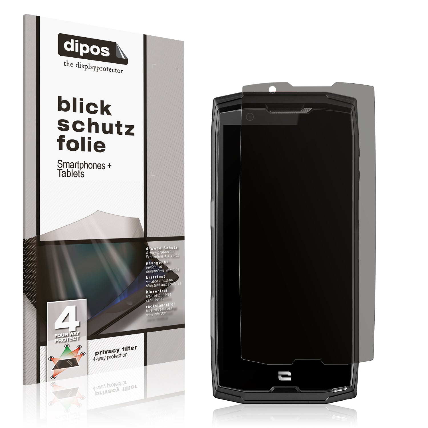 Blickschutzfolie von dipos passend für Crosscall Core 5, präziser Zuschnitt und blasenfrei montiert