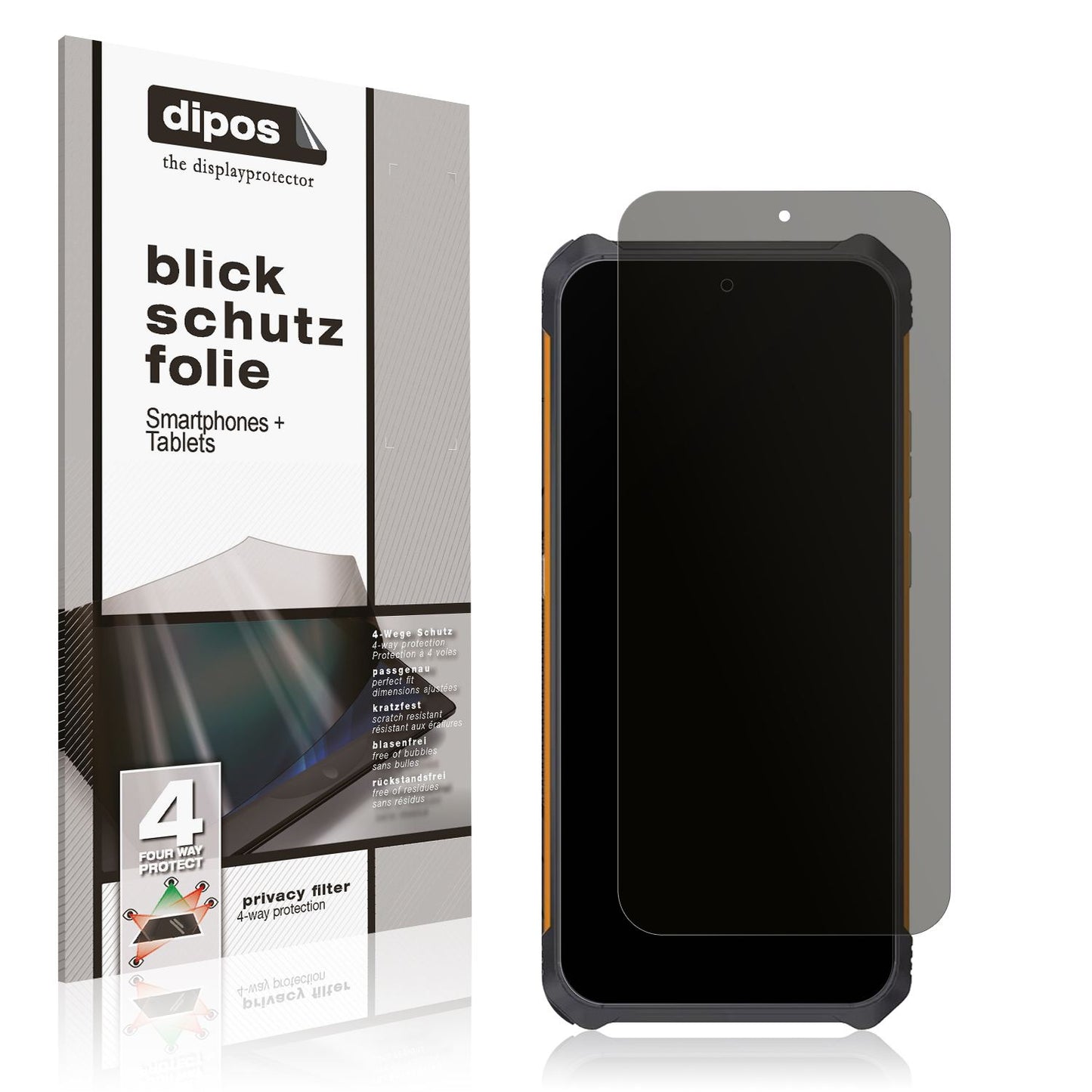 Blickschutzfolie von dipos passend für Cubot KingKong ES, präziser Zuschnitt und blasenfrei montiert