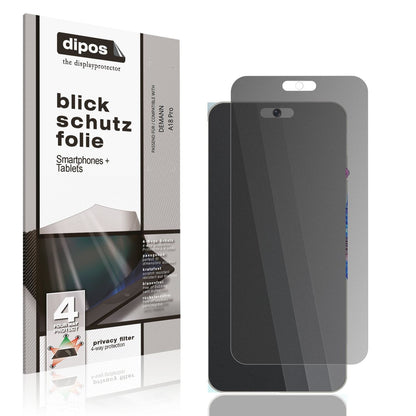 Blickschutzfolie von dipos passend für DEMANN A18 Pro, präziser Zuschnitt und blasenfrei montiert