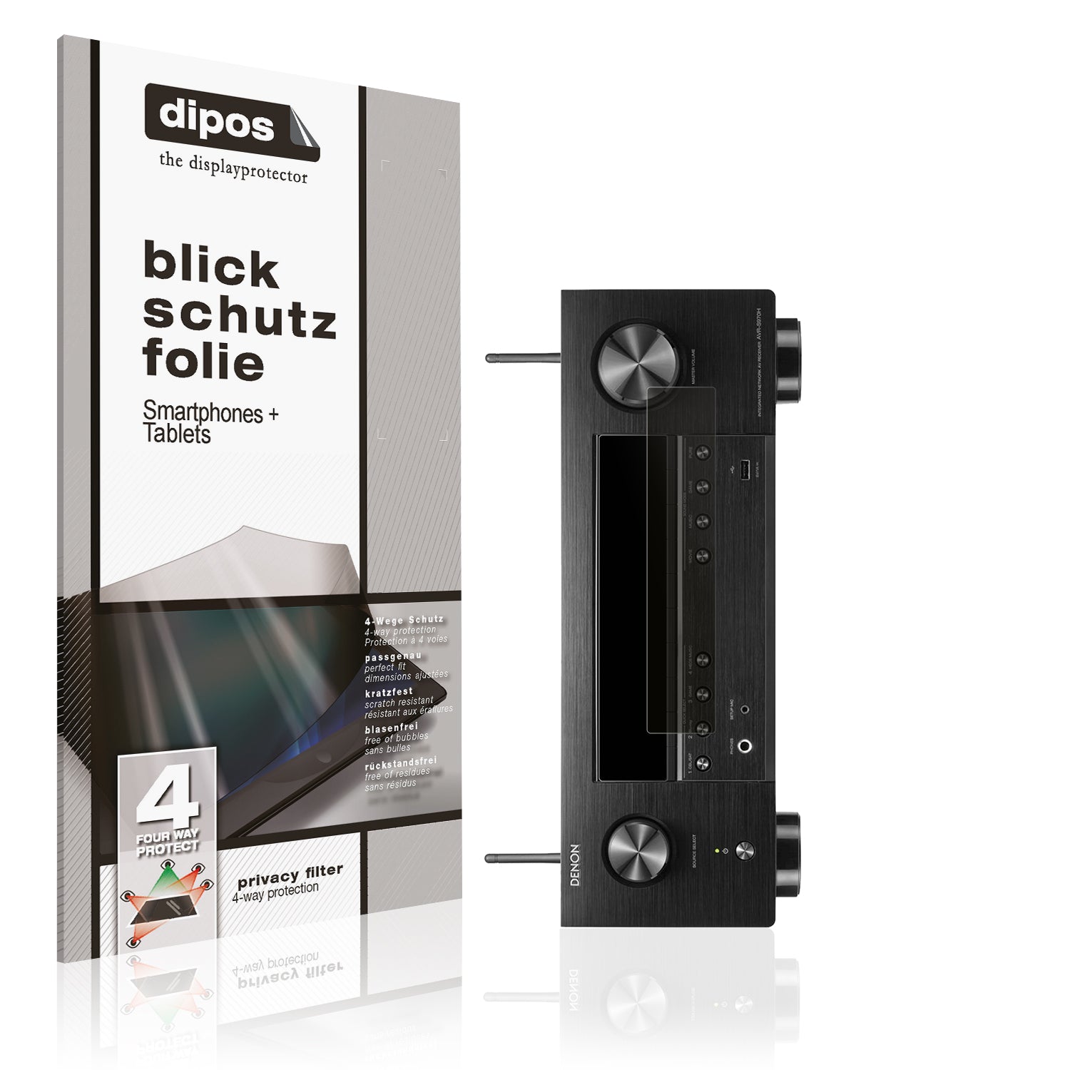 Blickschutzfolie von dipos passend für Denon AVR-X3800H, präziser Zuschnitt und blasenfrei montiert