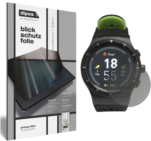 Blickschutzfolie von dipos passend für DENVER SW-500 Smartwatch, präziser Zuschnitt und blasenfrei montiert