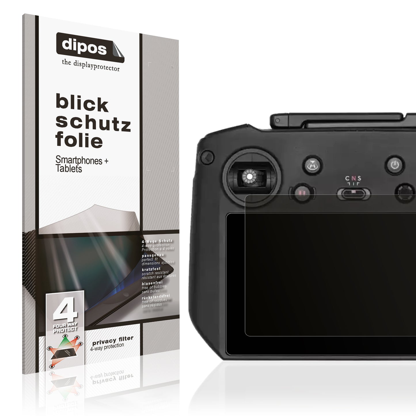 Blickschutzfolie von dipos passend für DJI Mavic 3 RC, präziser Zuschnitt und blasenfrei montiert