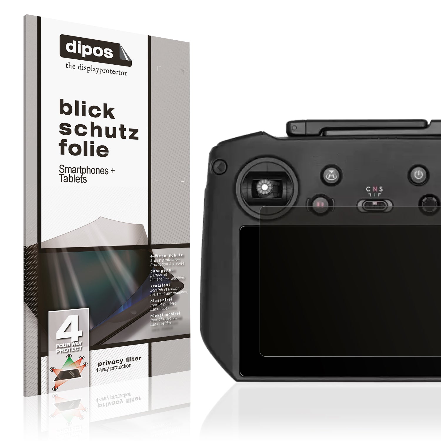 Blickschutzfolie von dipos passend für DJI Mavic 3 RC, präziser Zuschnitt und blasenfrei montiert