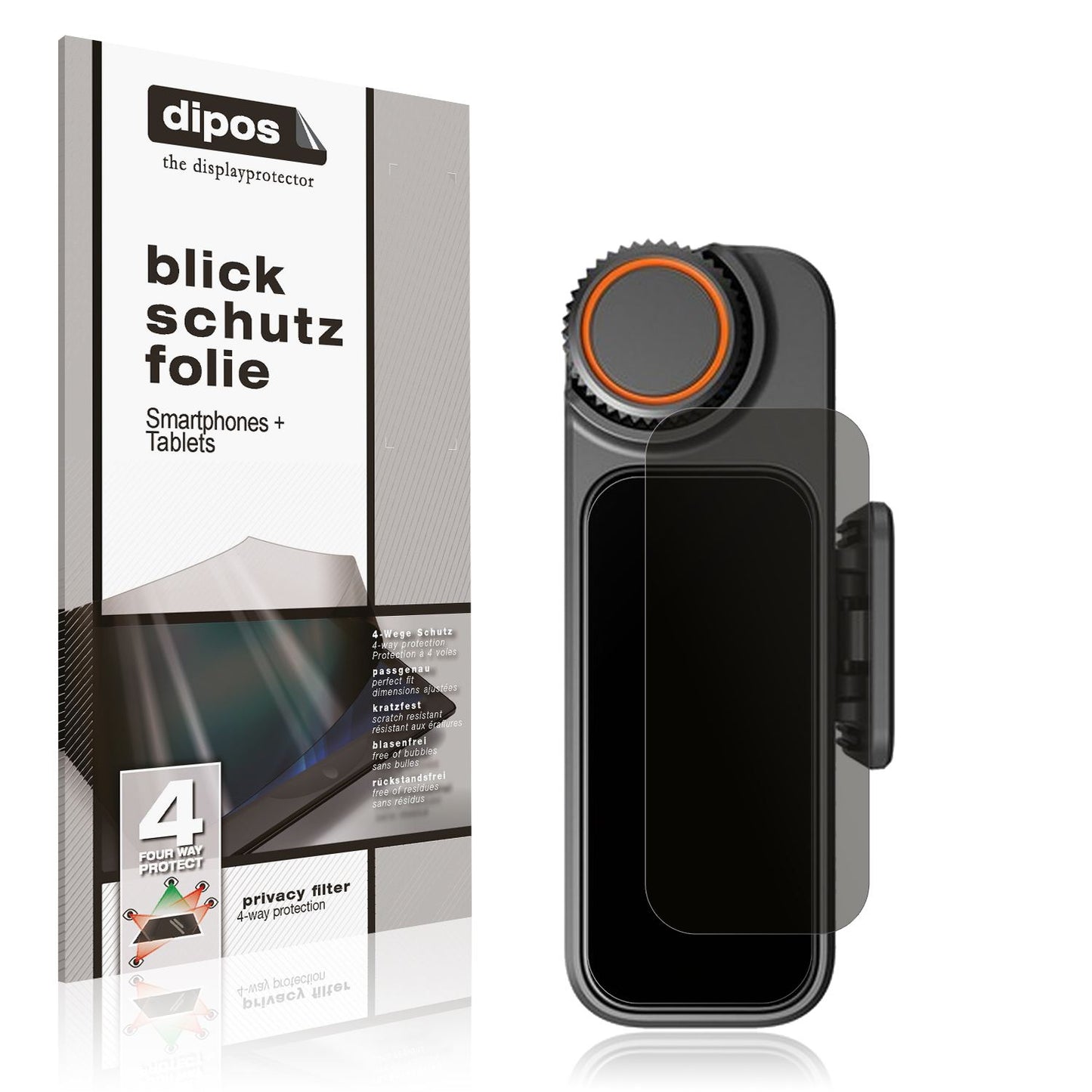 Blickschutzfolie von dipos passend für DJI Mic 3 Receiver, präziser Zuschnitt und blasenfrei montiert