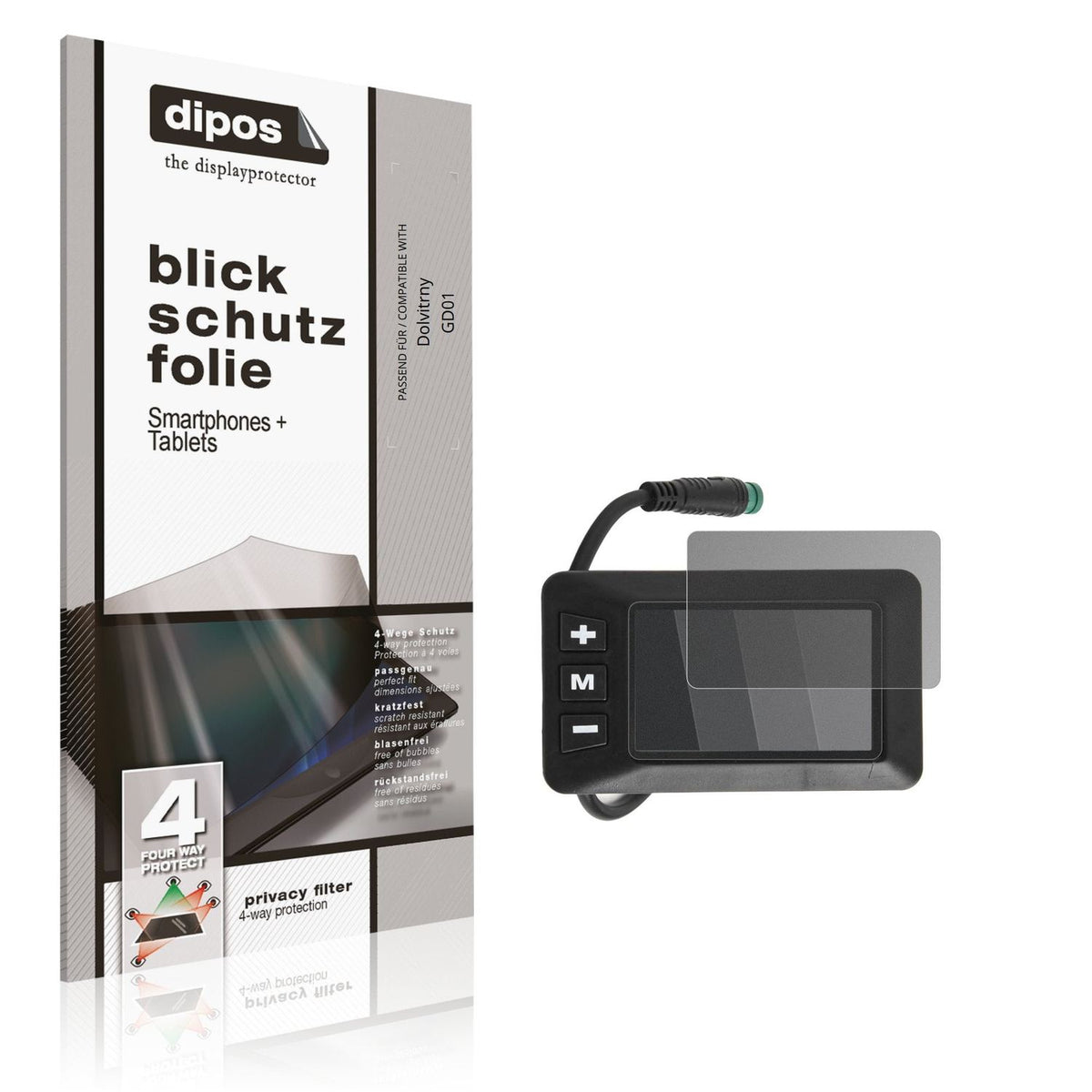 Blickschutzfolie von dipos passend für Dolvitrny GD01, präziser Zuschnitt und blasenfrei montiert