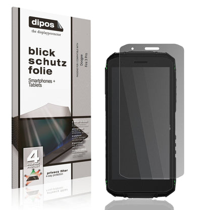 Blickschutzfolie von dipos passend für Doogee Fire 3 Pro, präziser Zuschnitt und blasenfrei montiert