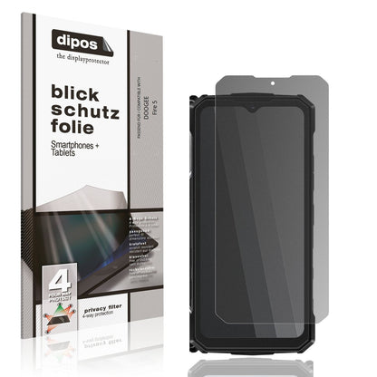 Blickschutzfolie von dipos passend für DOOGEE Fire 5, präziser Zuschnitt und blasenfrei montiert