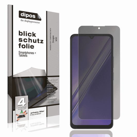 Blickschutzfolie von dipos passend für Doogee M30, präziser Zuschnitt und blasenfrei montiert