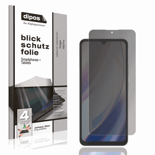 Blickschutzfolie von dipos passend für Doogee M30 Pro, präziser Zuschnitt und blasenfrei montiert