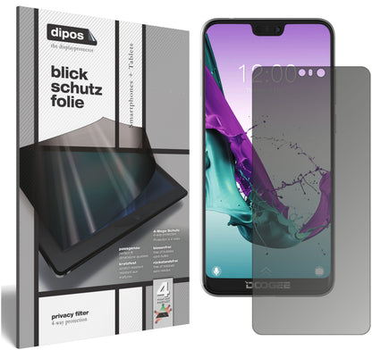 Blickschutzfolie von dipos passend für Doogee N10, präziser Zuschnitt und blasenfrei montiert