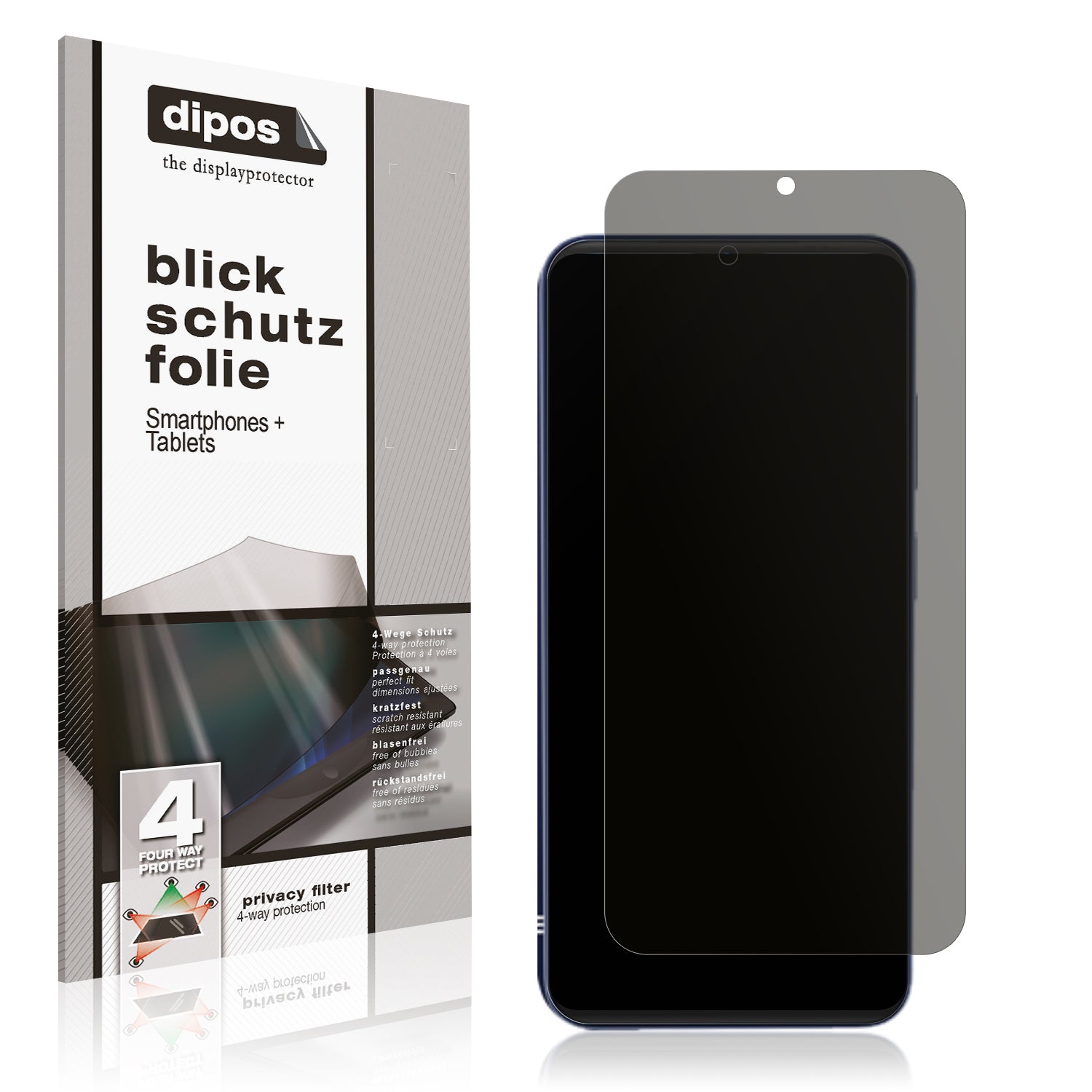 Blickschutzfolie von dipos passend für Doogee N55, präziser Zuschnitt und blasenfrei montiert