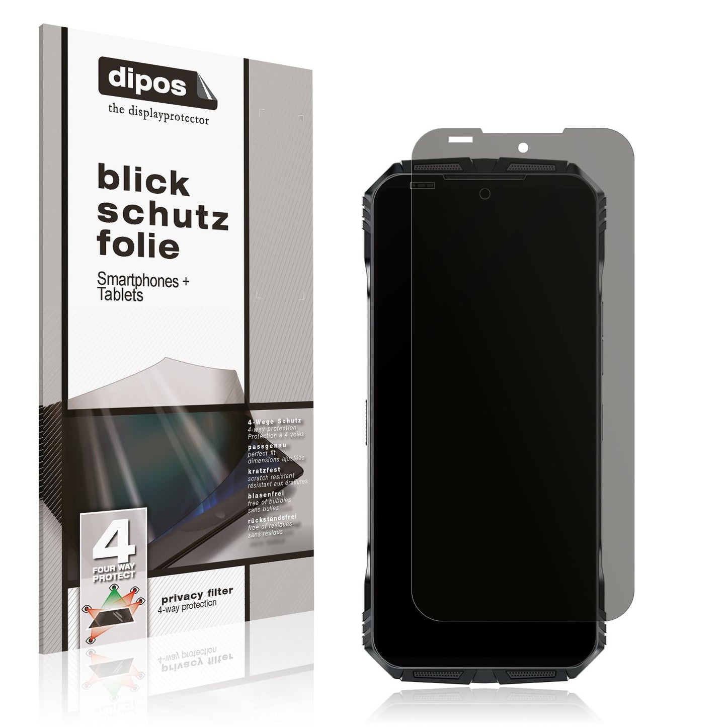 Blickschutzfolie von dipos passend für Doogee S118, präziser Zuschnitt und blasenfrei montiert