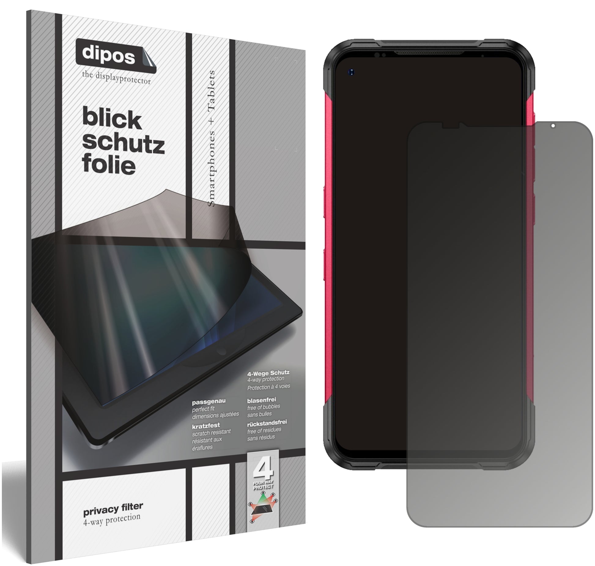 Blickschutzfolie von dipos passend für Doogee S97 Pro, präziser Zuschnitt und blasenfrei montiert